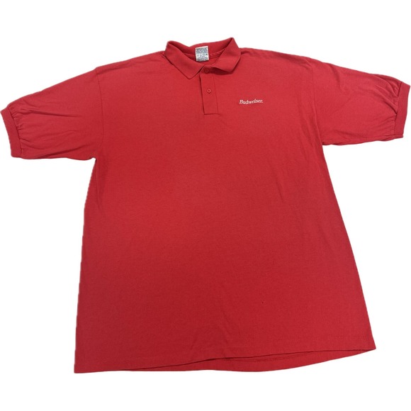 Vintage Budweiser Beer Logo Short Sleeve Polo Shirt(XL) - Picture 1 of 4